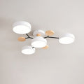 Modern Scandinavian Round LED Semi-Flush Mount Ceiling Light with Molecule Branch Design for Living Room