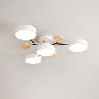 Modern Scandinavian Round LED Semi-Flush Mount Ceiling Light with Molecule Branch Design for Living Room