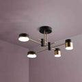Contemporary Minimalist Black and Gold Semi-Flush Mount Light with 4-8 Bulb Capacity