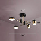Contemporary Minimalist Black and Gold Semi-Flush Mount Light with 4-8 Bulb Capacity