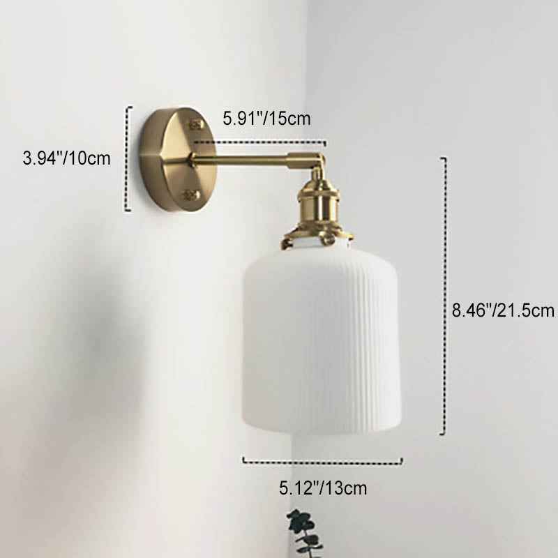 Japanese Retro Minimalist Oval Brass and Lucite Cylinder Wall Sconce Lamp