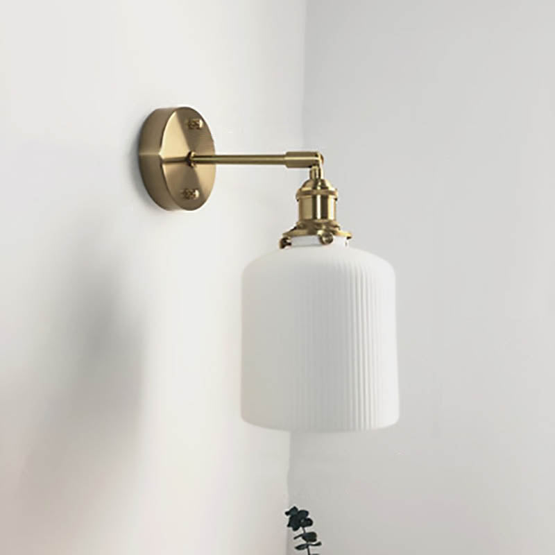 Japanese Retro Minimalist Oval Brass and Lucite Cylinder Wall Sconce Lamp