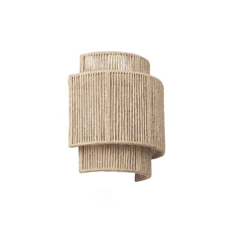 Curved 1-Light Wall Sconce Lamp with Traditional Japanese Rope Weaving for Living Room