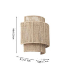Curved 1-Light Wall Sconce Lamp with Traditional Japanese Rope Weaving for Living Room