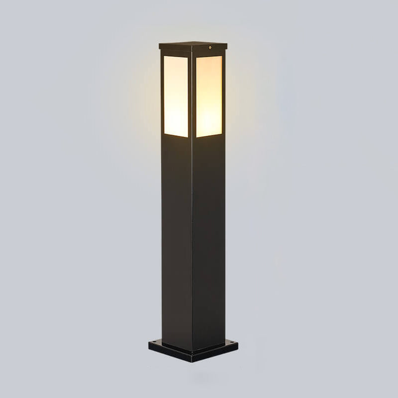 Contemporary Solar-Powered Square Column Outdoor Pathway Light - Waterproof Design
