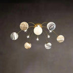 Modern Nordic 13-Light Semi-Flush Mount Ceiling Light with Iron and Glass Earth Planet Design for Kids' Bedroom