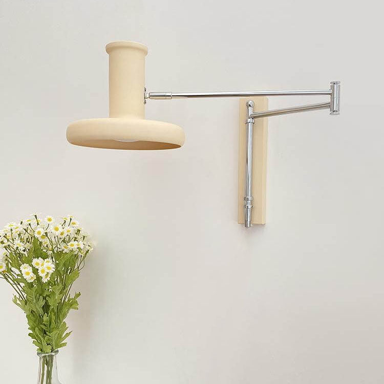 Beige Minimalist Nordic Swing Arm Wall Sconce Lamp - 1 Light
