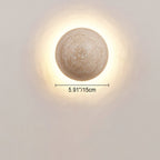 Minimalist Japanese Round Yellow Travertine Wabi-Sabi LED Wall Sconce