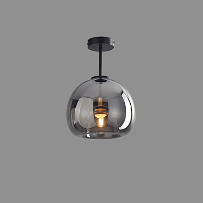 Nordic Style Elegant Round Glass Ball Semi-Flush Mount Ceiling Light - 1-Light