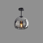 Navi Glass Ball Ceiling Light | Semi-Flush Mount, Smoke Grey or Amber
