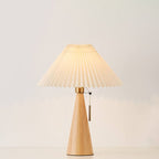 Japanese Minimalist Wooden Pleated Fabric LED Table Lamp 1-Light