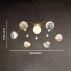 Modern Nordic 13-Light Semi-Flush Mount Ceiling Light with Iron and Glass Earth Planet Design for Kids' Bedroom
