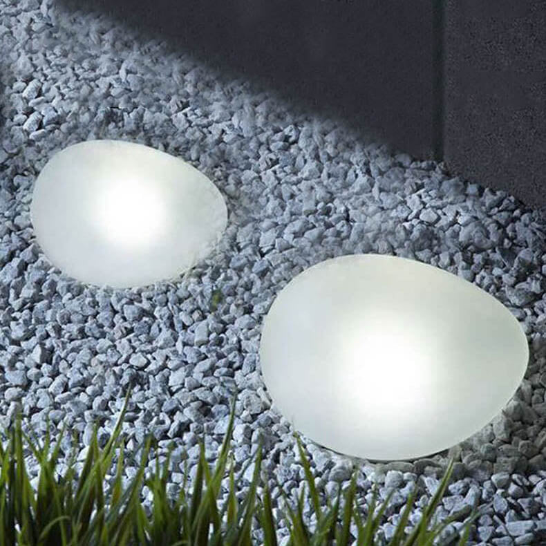LED Outdoor Landscape Light - Solar Pebble with Sandblasted Glass Design