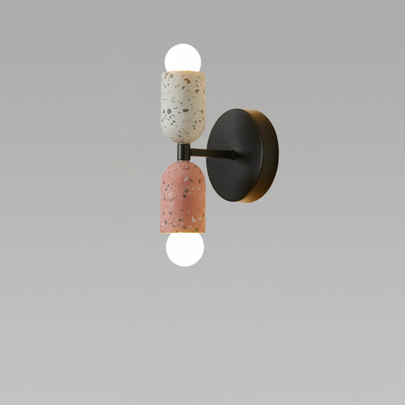 Contemporary Wabi-Sabi Iron and Cement 2-Light Wall Sconce