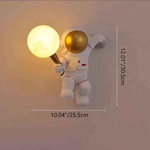 Modern Cartoon Astronaut Wall Sconce Lamp – 1-Light Resin & ABS Design for Bedroom