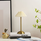 Modern Scandinavian Rechargeable Conic Pleated Table Lamp with 1 Light for Bedside