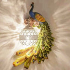Elegant Vintage Resin Peacock Wall Sconce Lamp with Crystal Ball Shade - 1-Light