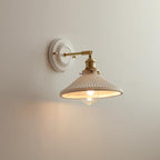 Vintage Japanese Ceramic Brass 1-Light Wall Light