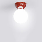 Modern Scandinavian Iron and Glass Spherical Semi-Flush Mount Ceiling Light - 1-Light Fixture for Hallway