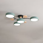 Modern Scandinavian Round LED Semi-Flush Mount Ceiling Light with Molecule Branch Design for Living Room