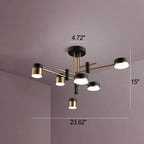 Contemporary Minimalist Black and Gold Semi-Flush Mount Light with 4-8 Bulb Capacity