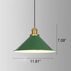 Vintage Industrial Green Iron Dome Cone Pendant Light - 1-Light Design