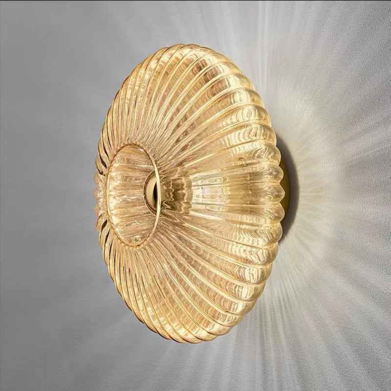 Vintage Nordic Striped Glass Round Disc Wall Sconce Lamp with 1 Light