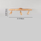 Japanese Minimalist LED Wooden Track Lighting - Semi-Flush Mount Ceiling Light (2/3/4/5 Lights)