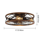 Nordic Industrial Wrought Iron 4-Light Flush Mount Ceiling Fan with Invisible Design