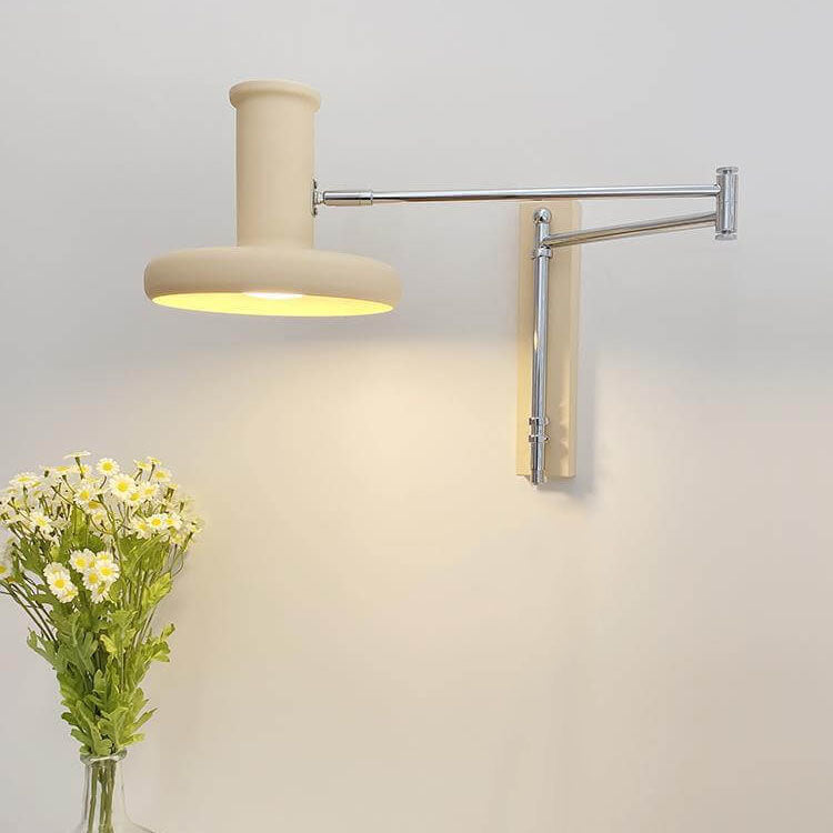 Beige Minimalist Nordic Swing Arm Wall Sconce Lamp - 1 Light