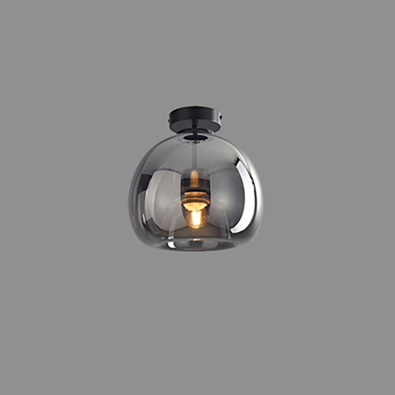 Nordic Style Elegant Round Glass Ball Semi-Flush Mount Ceiling Light - 1-Light