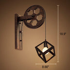 Retro Industrial Iron Wall Sconce Lamp with Single Pulley Light