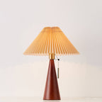 Vintage Japanese Minimalist Pleated Wooden LED Table Lamp