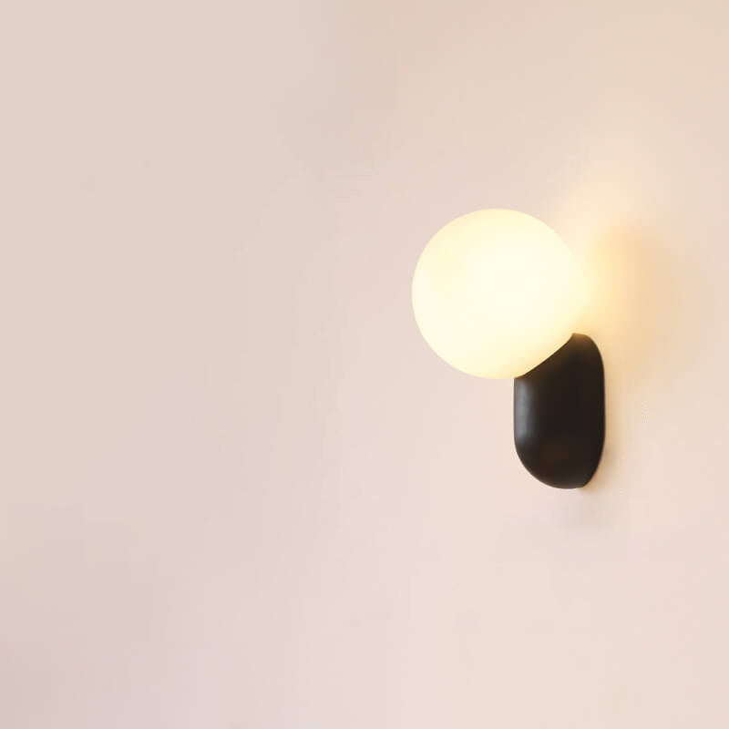 Macaron-Inspired Cream Resin Glass Ball 1-Light Wall Sconce