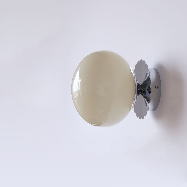 Contemporary Vintage Minimalist Round Iron and Glass 1-Light Wall Sconce