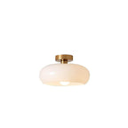 Contemporary Retro Round Solid Color Glass Pendant Light with Electroplated Copper - 1-Light Flush Mount