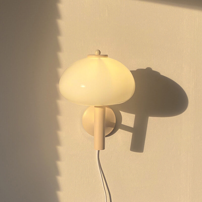 Nordic Vintage White Glass Dome Mushroom Wall Sconce Lamp with Single Light