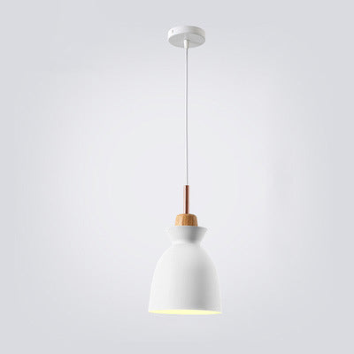 Modern Nordic Oak and Iron Bell Cone 1-Light Pendant Lamp for Living Room
