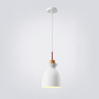 Modern Nordic Oak and Iron Bell Cone 1-Light Pendant Lamp for Living Room