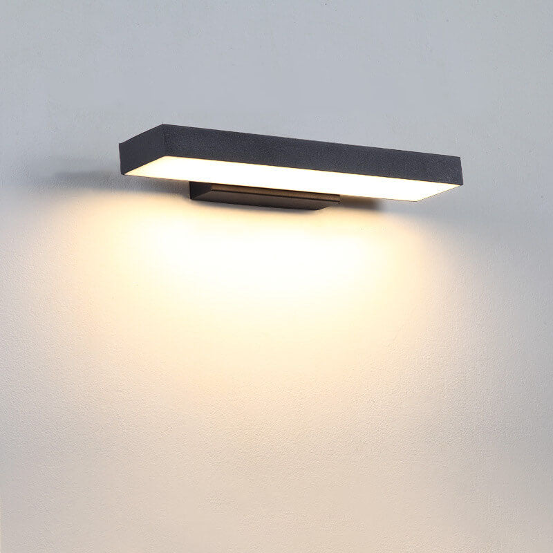 Contemporary Minimalist Rectangular Flat LED Outdoor Wall Sconce with Sensor - Waterproof