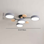 Modern Scandinavian Round LED Semi-Flush Mount Ceiling Light with Molecule Branch Design for Living Room