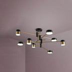 Contemporary Minimalist Black and Gold Semi-Flush Mount Light with 4-8 Bulb Capacity