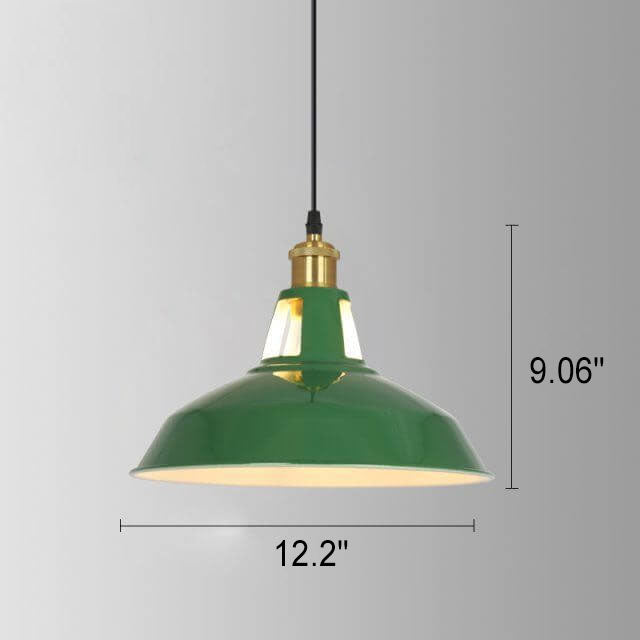 Vintage Industrial Green Iron Dome Cone Pendant Light - 1-Light Design