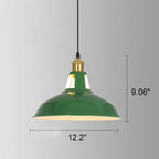 Vintage Industrial Green Iron Dome Cone Pendant Light - 1-Light Design