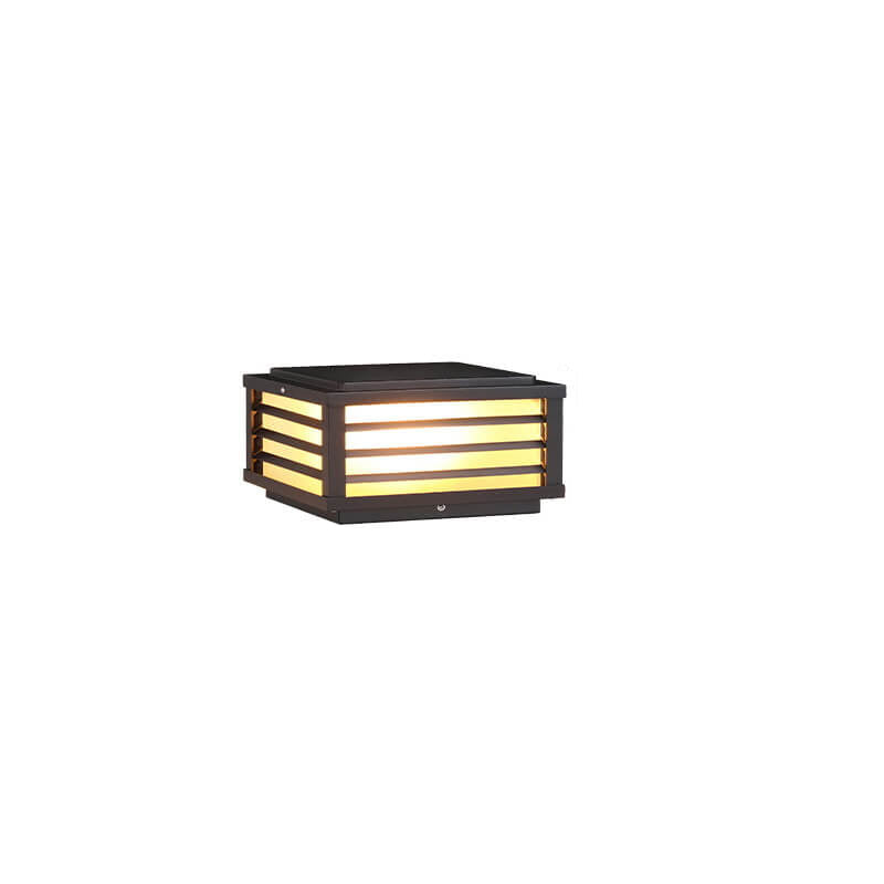 Contemporary Waterproof Solar LED Square Aluminum Landscape Post Light for Gardens