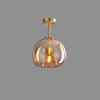 Nordic Style Elegant Round Glass Ball Semi-Flush Mount Ceiling Light - 1-Light