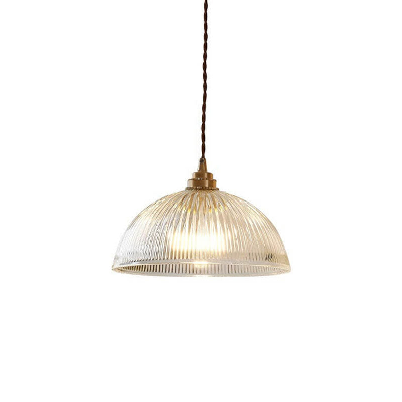 Contemporary Clear Glass Dome Pendant Light with Single Bulb