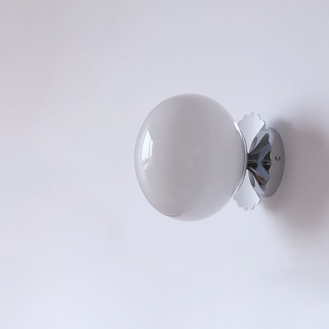 Contemporary Vintage Minimalist Round Iron and Glass 1-Light Wall Sconce