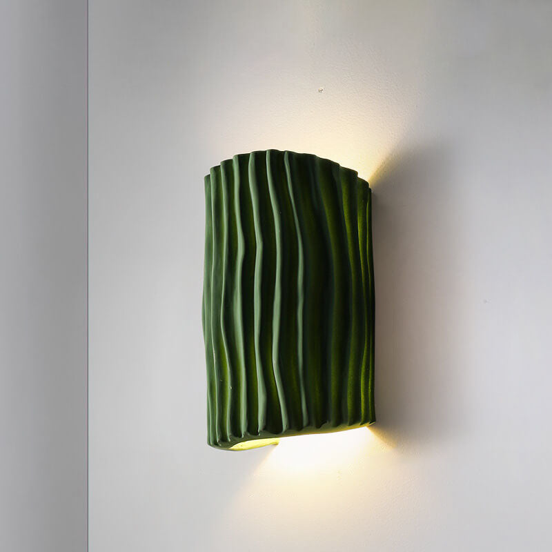 Norse-Inspired Striped Resin Half Cylinder Wall Sconce with Dual Lights