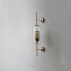 Modern Industrial Cylinder Glass Shade Wall Sconce Lamp with Iron Finish Frame - 1-Light Design for Bedroom
